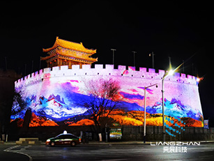陕西榆林户外建筑光影秀